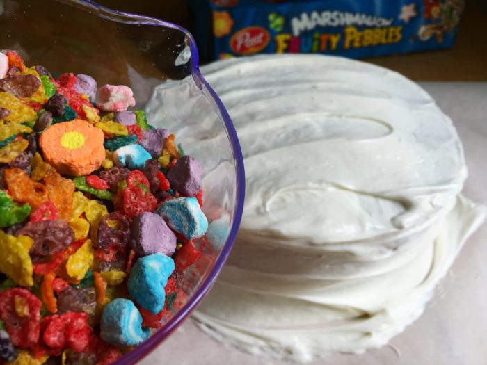 Easy Fruity Pebbles Cereal Frosting Tip © www.roastedbeanz.com #CerealAnytime [AD] #CollectiveBias #shop